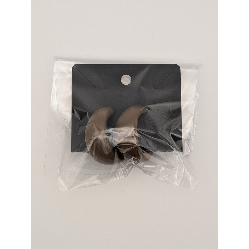 Brown Crescent Pierced Earrings Plastic Minimalist Lightweight Retro